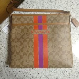 NWT COACH Signature Varsity Stripe File Bag F38402